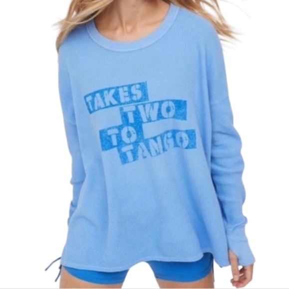 Aerie Offline Waffle Take Two To Tango Knit Long Sleeve Top Sz S - Picture 1 of 9